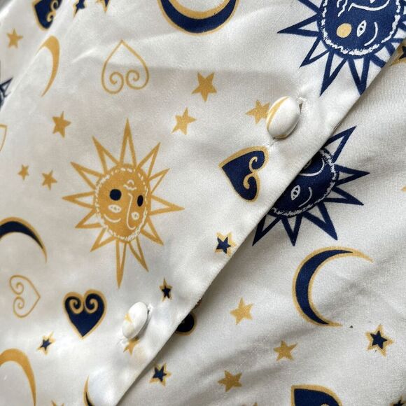 Vintage 90s Kathryn Celestial Sun Moon Print Button-Front Nightshirt Dress - Picture 6 of 11